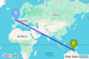 Map of the flight from London Gatwick to Gove