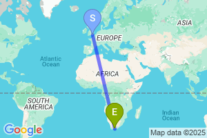 Map of the flight from London Gatwick to George