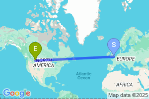 Map of the flight from London Gatwick to Great Falls