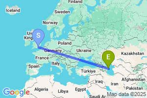 Map of the flight from London Gatwick to Baku Heydar Aliyev International