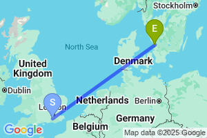 Map of the flight from London Gatwick to Halmstad