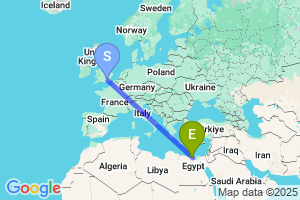 Map of the flight from London Gatwick to Alexandria Borg El Arab