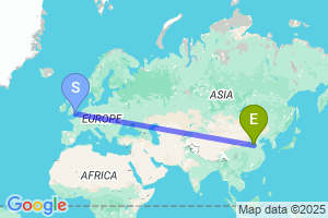 Map of the flight from London Gatwick to Handan