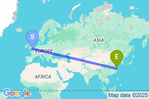 Map of the flight from London Gatwick to Hangzhou