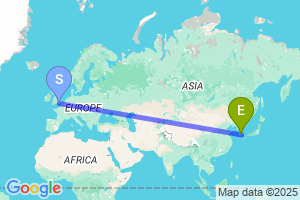 Map of the flight from London Gatwick to Jinju