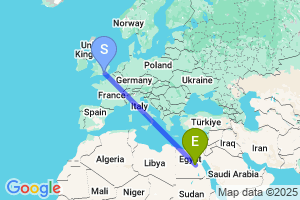 Map of the flight from London Gatwick to Sohag