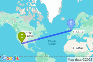 Map of the flight from London Gatwick to Hermosillo