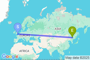 Map of the flight from London Gatwick to Harbin