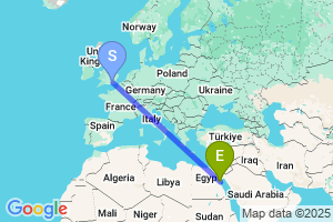 Map of the flight from London Gatwick to Hurghada