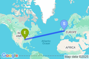 Map of the flight from London Gatwick to Harrison