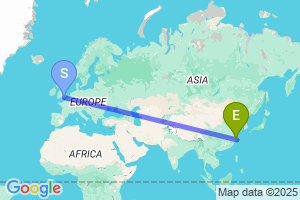 Map of the flight from London Gatwick to Huangyan