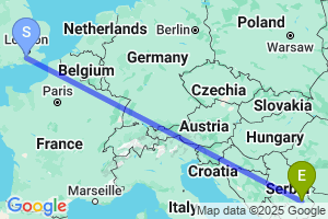 Map of the flight from London Gatwick to Nis