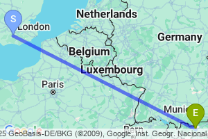 Map of the flight from London Gatwick to Innsbruck