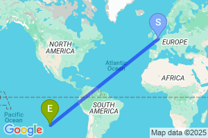 Map of the flight from London Gatwick to Easter Island