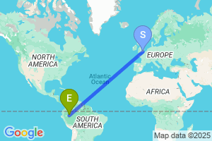 Map of the flight from London Gatwick to Iquitos