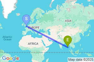 Map of the flight from London Gatwick to Port blair