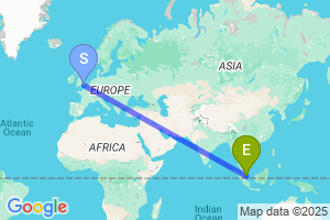 Map of the flight from London Gatwick to Johor Bahru