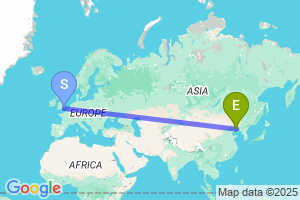 Map of the flight from London Gatwick to Jinzhou