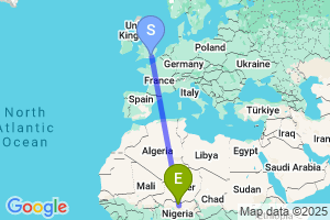 Map of the flight from London Gatwick to Aminu Kano Intl