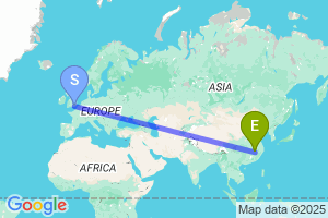 Map of the flight from London Gatwick to Nanchang