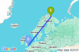 Map of the flight from London Gatwick to Kirkenes Høybuktmoen