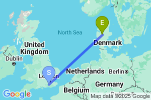 Map of the flight from London Gatwick to Karup