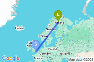 Map of the flight from London Gatwick to Kittilä