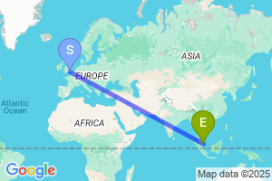 Map of the flight from London Gatwick to Kuantan