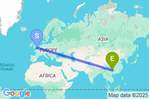 Map of the flight from London Gatwick to Guiyang