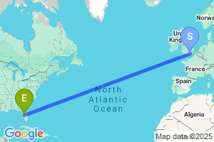 Map of the flight from London Gatwick to Lakeland