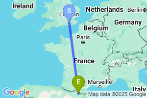 Map of the flight from London Gatwick to Andorra-La Seu d’Urgell