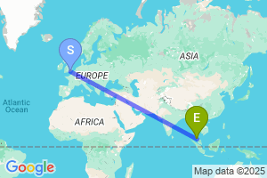 Map of the flight from London Gatwick to Langkawi