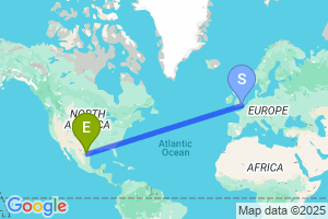 Map of the flight from London Gatwick to Laredo