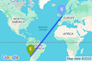 Map of the flight from London Gatwick to La Serena