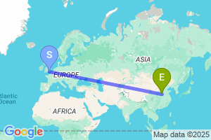 Map of the flight from London Gatwick to Luoyang