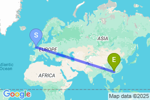 Map of the flight from London Gatwick to Liuzhou