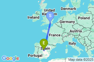 Map of the flight from London Gatwick to Madrid