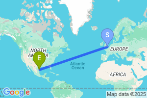 Map of the flight from London Gatwick to Matamoros