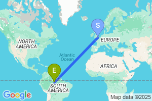 Map of the flight from London Gatwick to Manaus