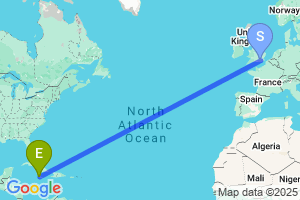 Map of the flight from London Gatwick to Montego Bay