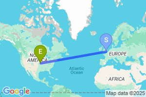 Map of the flight from London Gatwick to Kansas City International