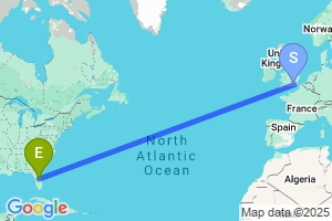 Map of the flight from London Gatwick to Orlando International