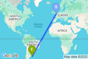 Map of the flight from London Gatwick to Mar Del Plata