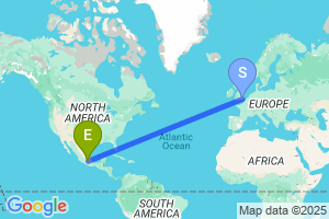 Map of the flight from London Gatwick to Mexico City