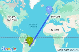 Map of the flight from London Gatwick to Maringa