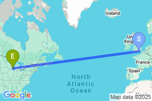 Map of the flight from London Gatwick to Milwaukee