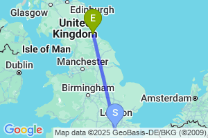 Map of the flight from London Gatwick to Durham