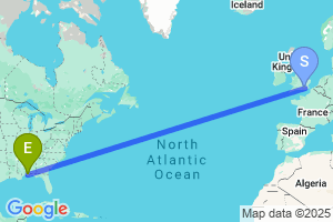 Map of the flight from London Gatwick to Mobile