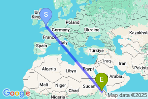 Map of the flight from London Gatwick to Makale