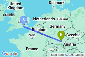 Map of the flight from London Gatwick to Munich